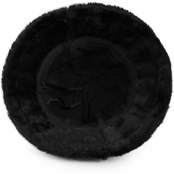 Winter Faux Fur Bucket Hat Faux Fur Warm Fuzzy Fluffy Unisex Accessory - Picture 3 of 6